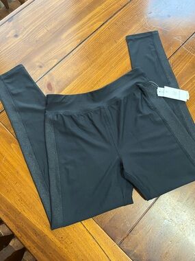 NEW We Wander Girls Performance Jersey Sparkle Panel Leggings. Black Size XL